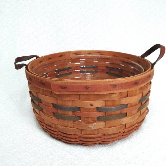 Longaberger Basket Handwoven w/ Leather Handles - Picture 3 of 8
